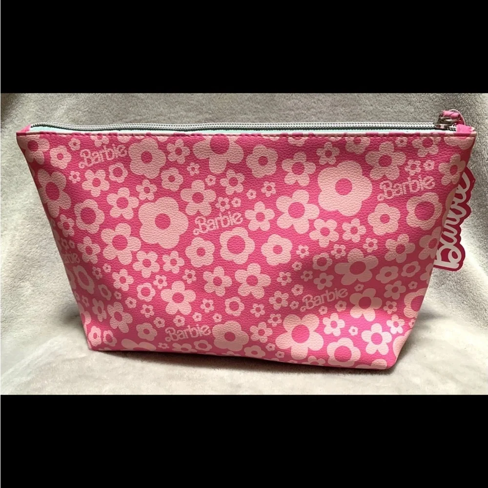 NWOT Barbie Pink Floral Cosmetic Bag